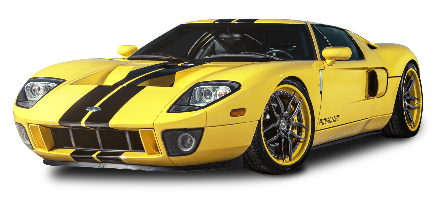 Yellow Black Striped Sports Car PNG Image