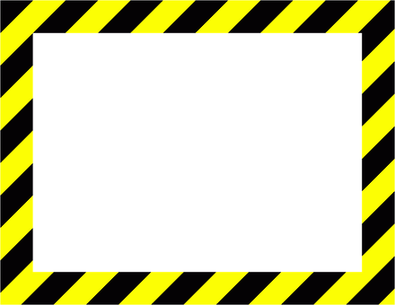 Yellow Black Striped Warning Border PNG Image