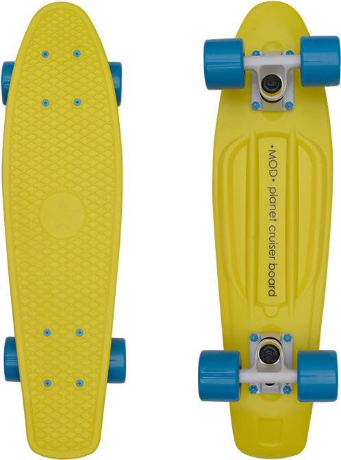 Yellow Blue Penny Skateboard PNG Image