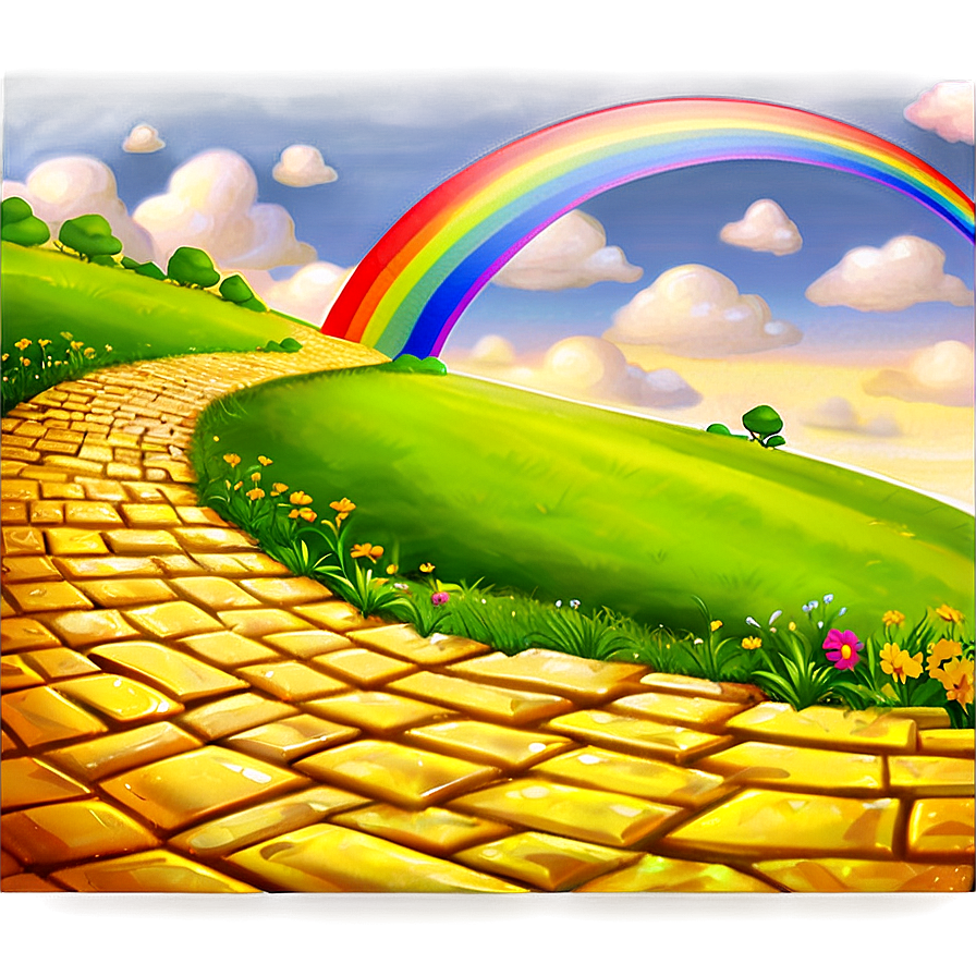 Yellow Brick Road With Rainbow Png 9 PNG Image