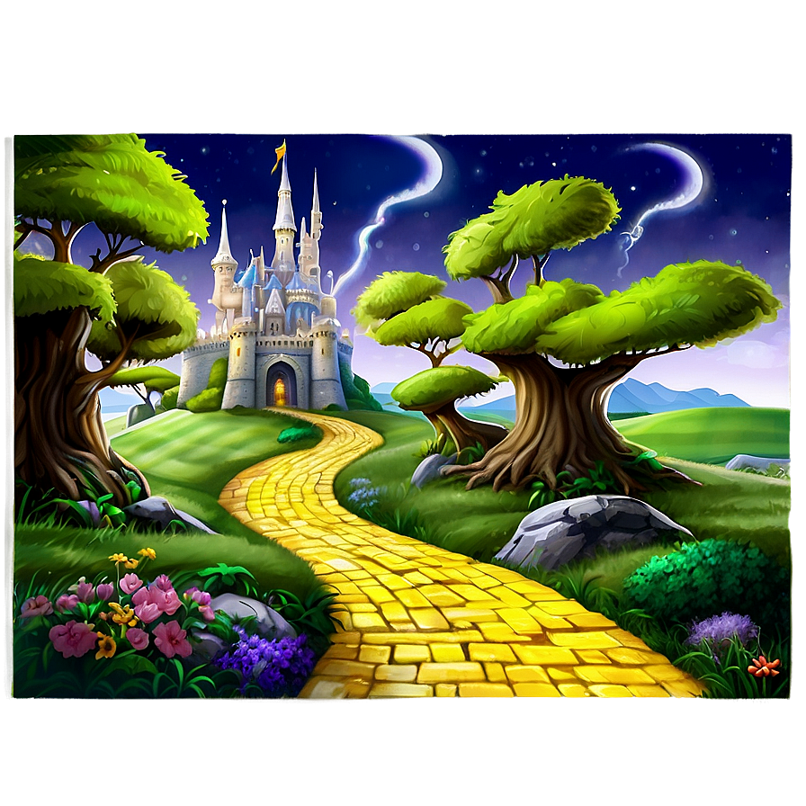 Yellow Brick Road With Wizard's Castle Png 06262024 PNG Image