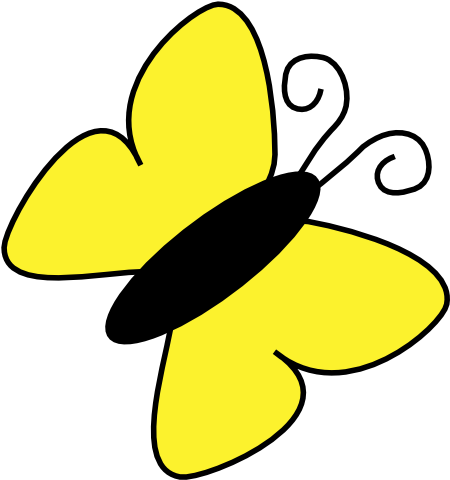 Yellow Butterfly Cartoon PNG Image