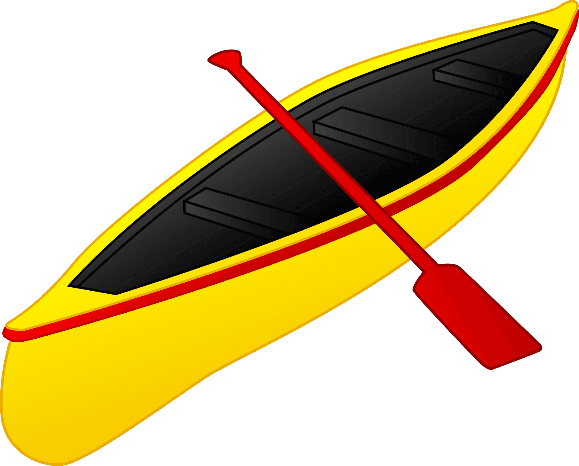 Yellow Canoewith Paddle Illustration PNG Image