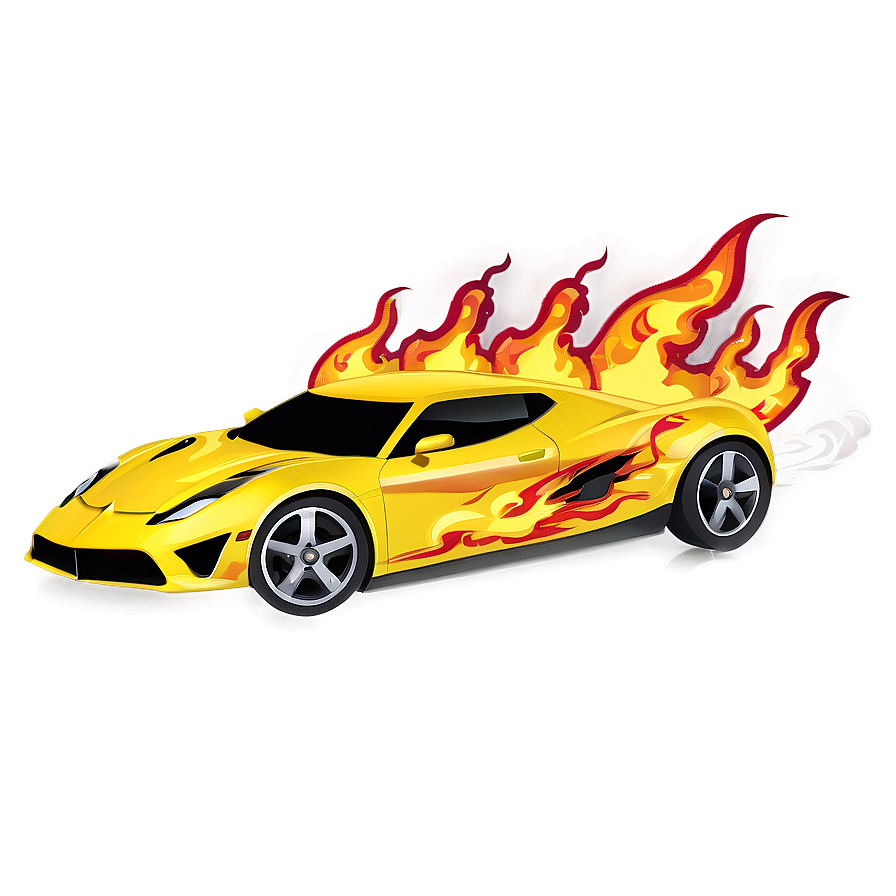 Yellow Car With Flames Png Huo40 PNG Image