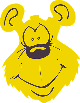 Yellow Cartoon Bear Face PNG Image