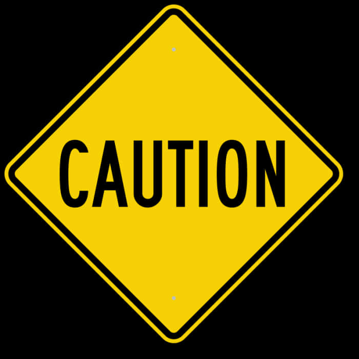 Yellow Caution Sign Graphic PNG Image