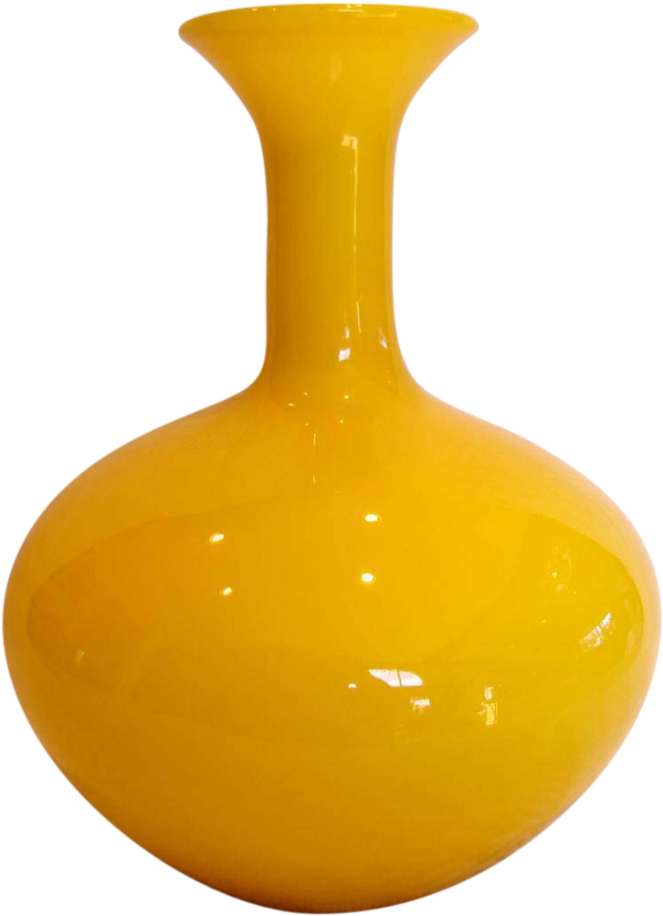 Yellow Ceramic Vase Simple Design PNG Image