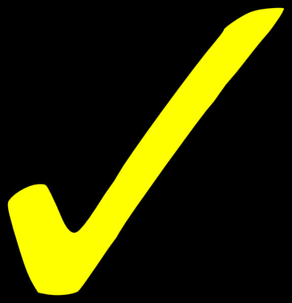 Yellow Check Mark Black Background PNG Image