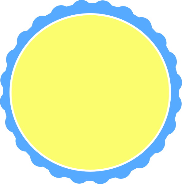 Yellow Circle Blue Scalloped Frame PNG Image