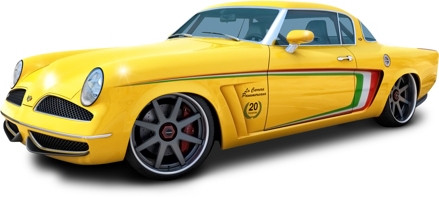 Yellow Classic Sports Car Restomod PNG Image