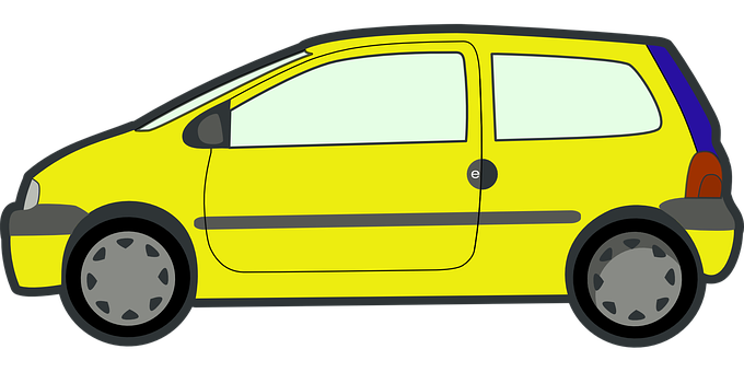 Yellow Compact Car Illustration PNG Image