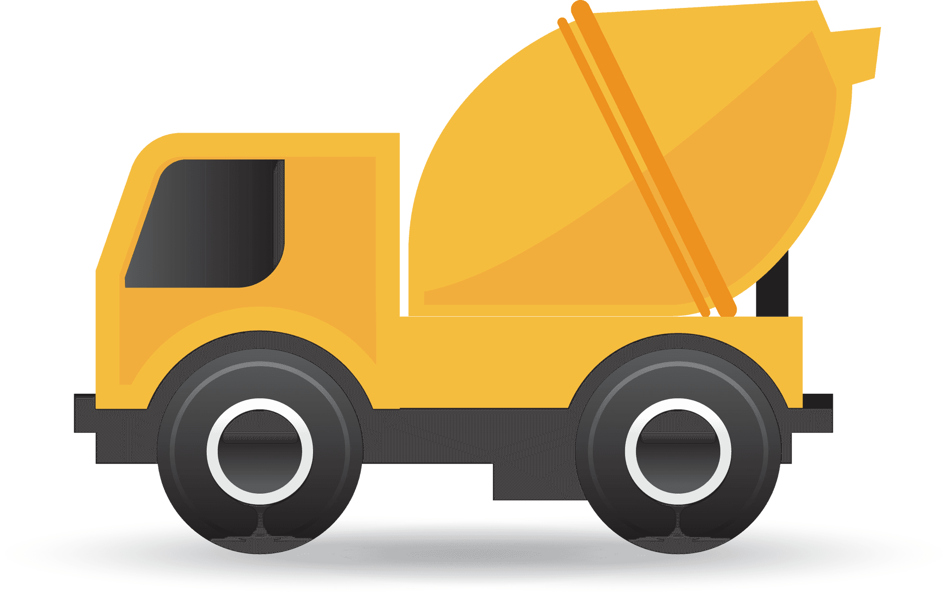 Yellow Concrete Mixer Truck Illustration PNG Image