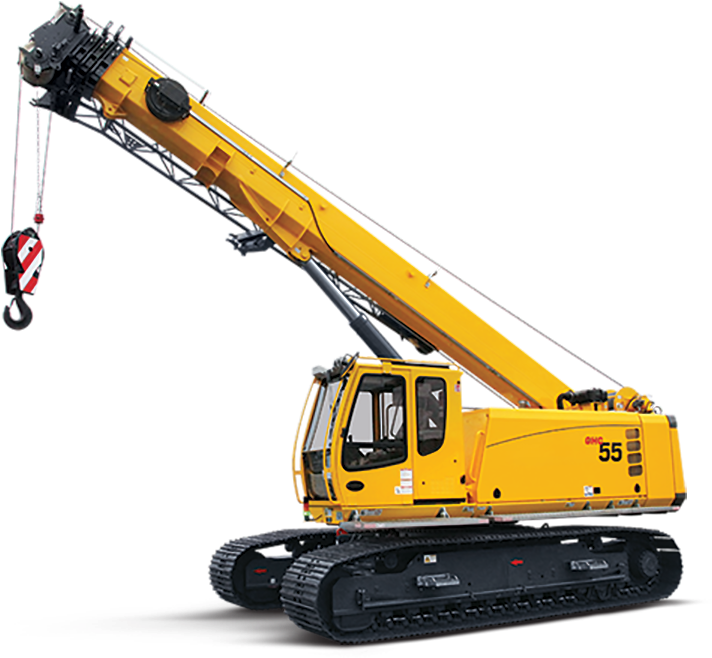 Yellow Crawler Crane Isolated PNG Image