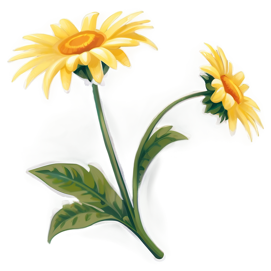 Yellow Daisy Hand Drawn Png Ort PNG Image