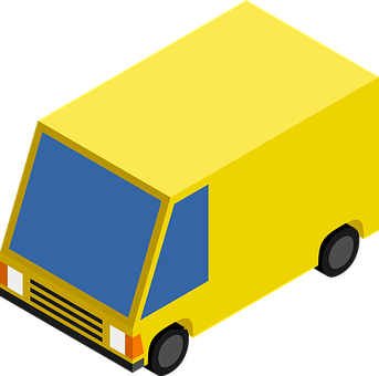 Yellow Delivery Truck Vector PNG Image