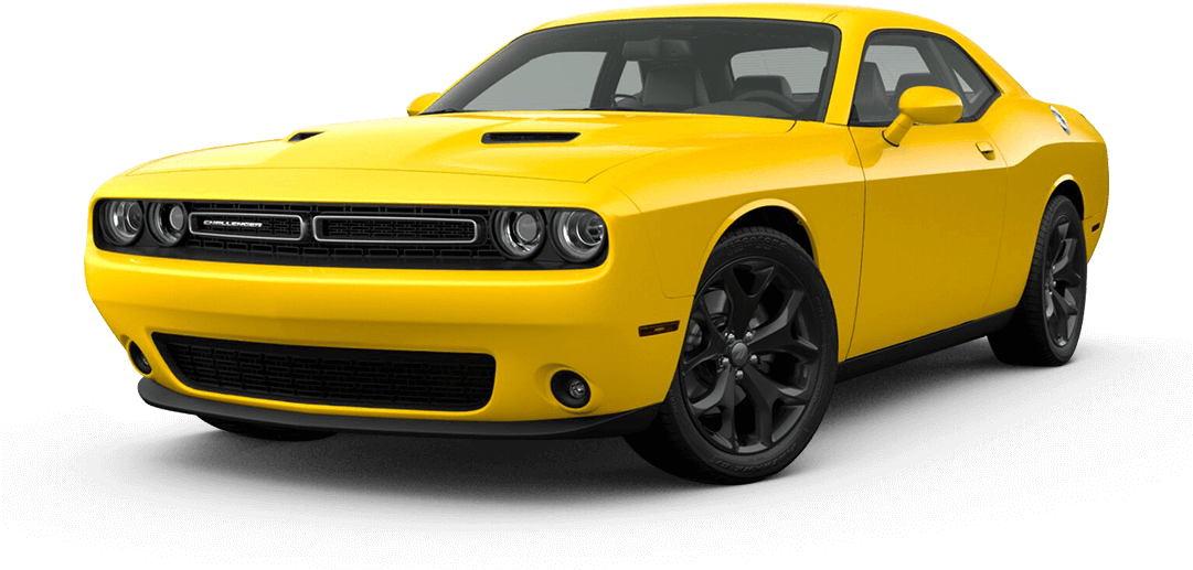 Yellow Dodge Challenger Side View PNG Image