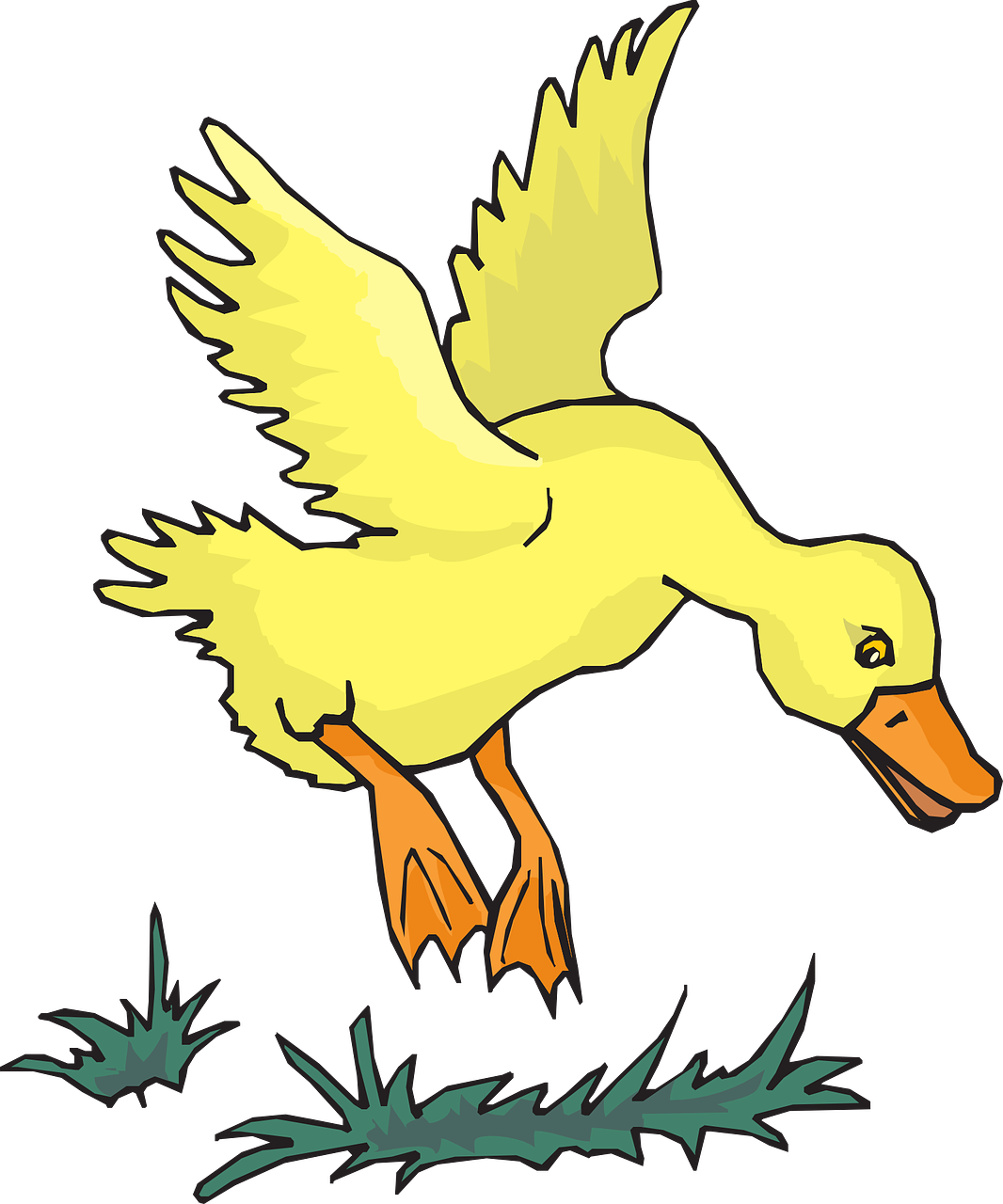 Yellow Duck In Flight Illustration PNG Image