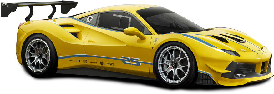 Yellow Ferrari488 Challenge Race Car PNG Image