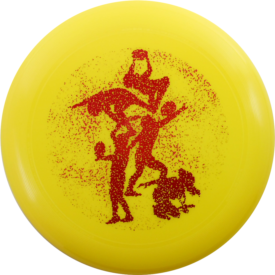 Yellow Frisbee Red Silhouette Graphic PNG Image