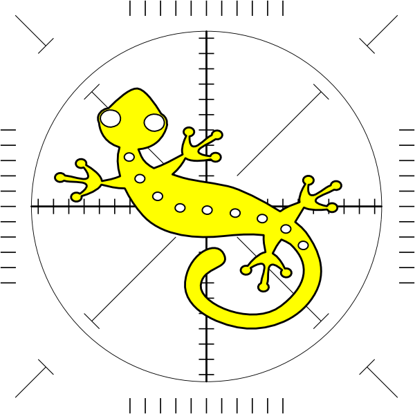 Yellow Gecko Blueprint Style Illustration PNG Image