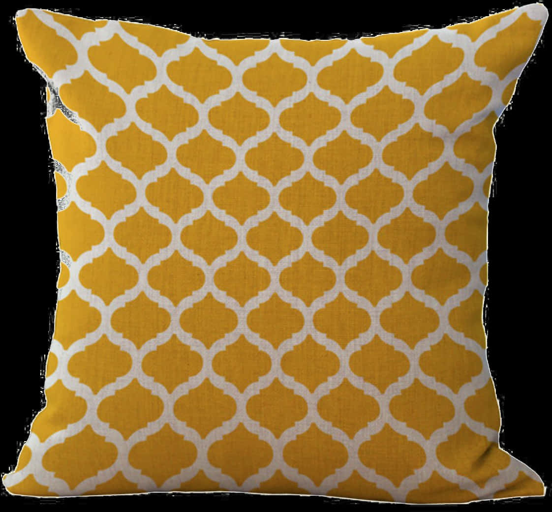 Yellow Geometric Pattern Pillow PNG Image