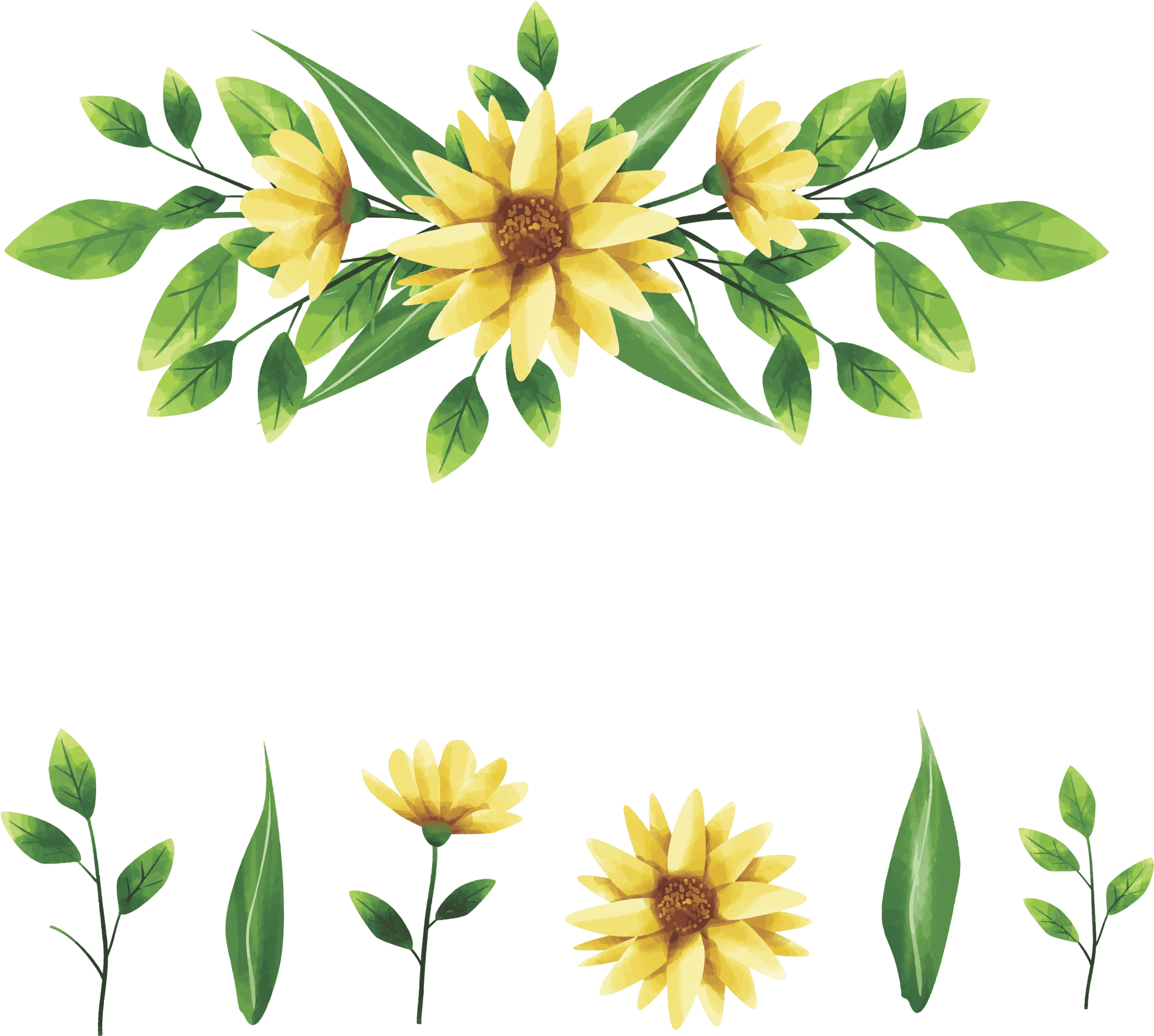 Yellow Grass Flowers Arrangement PNG Image