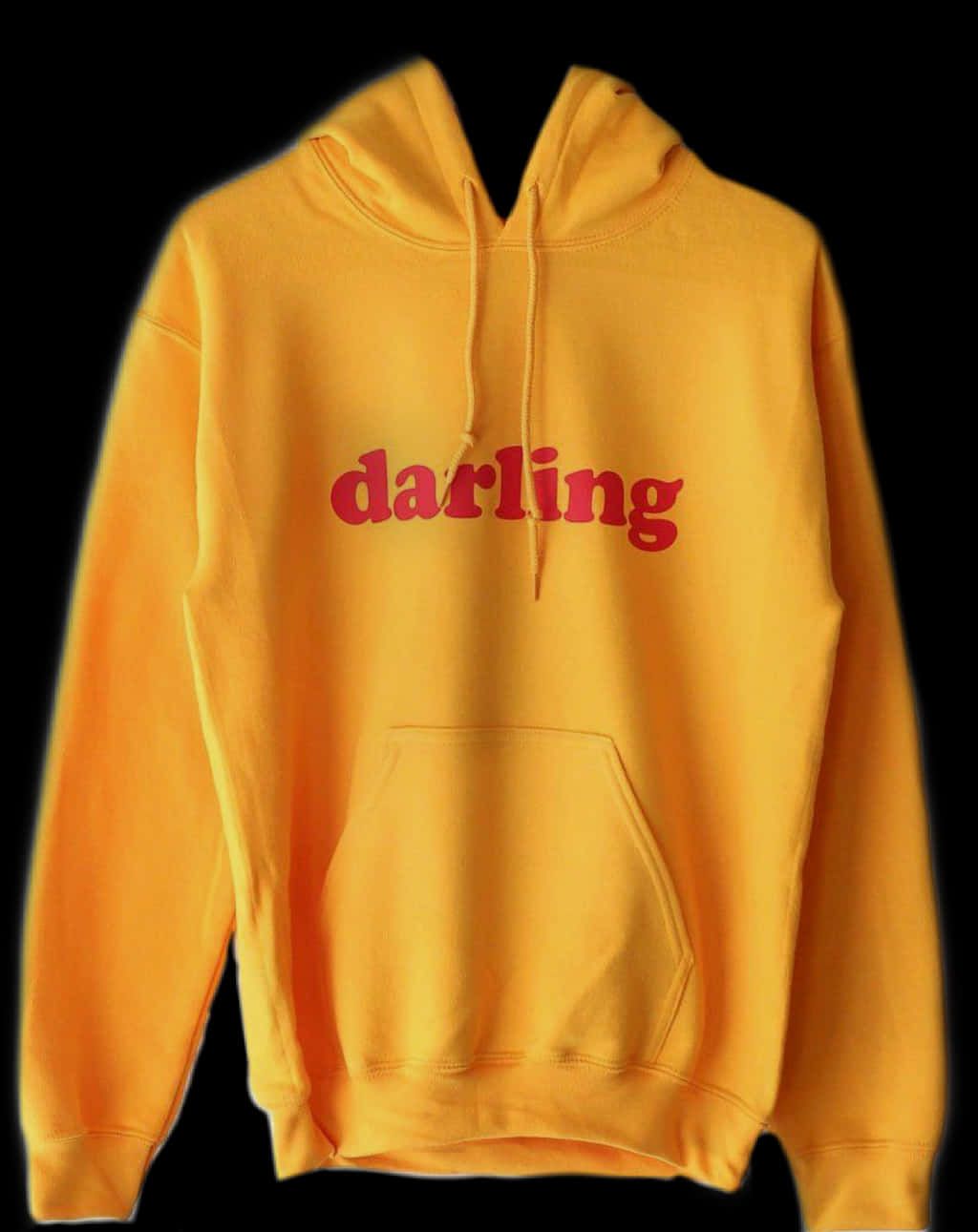 Yellow Hoodie With Darling Text PNG Image