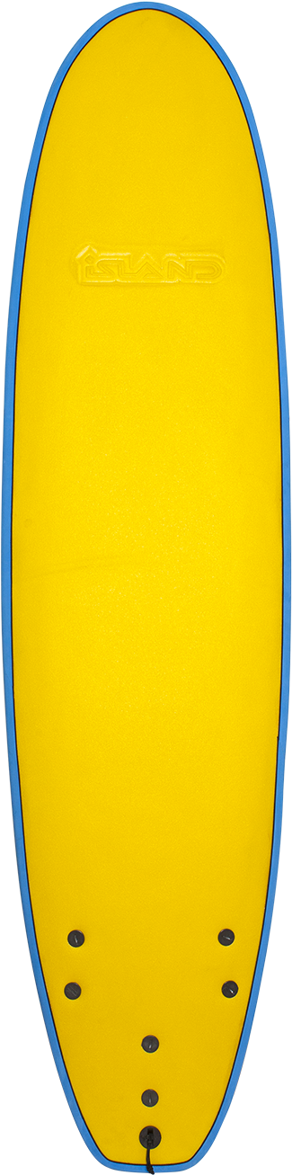 Yellow Island Surfboard Standing Vertical PNG Image