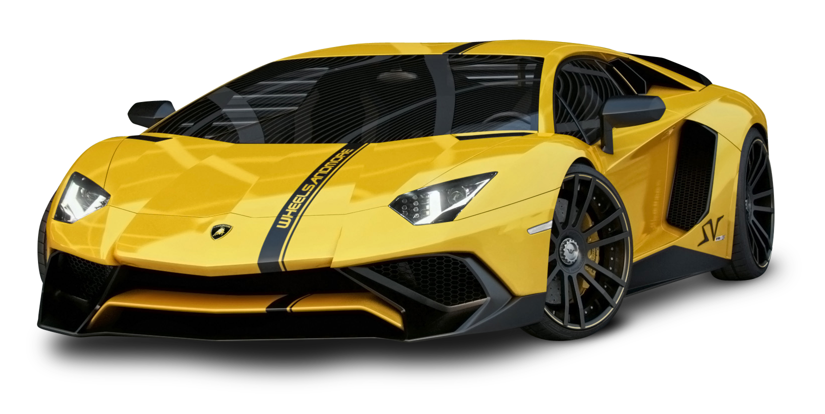 Yellow Lamborghini Aventador S V PNG Image