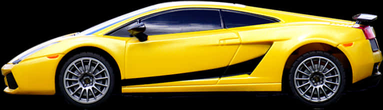 Yellow Lamborghini Side View PNG Image