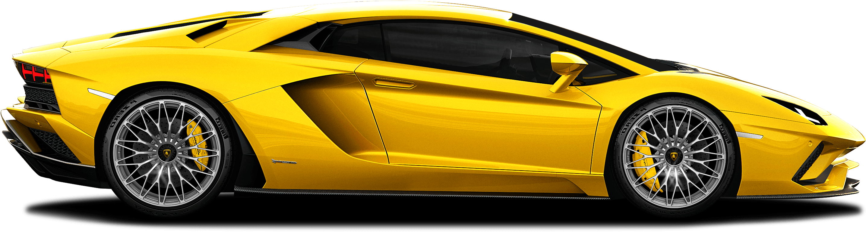 Yellow Lamborghini Side View PNG Image