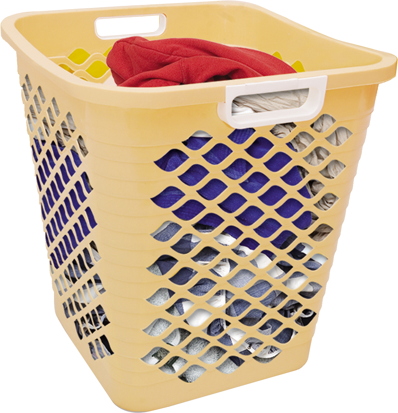 Yellow Laundry Basketwith Clothes PNG Image