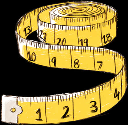 Yellow Measuring Tape Illustration PNG Image