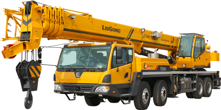 Yellow Mobile Crane Vehicle PNG Image