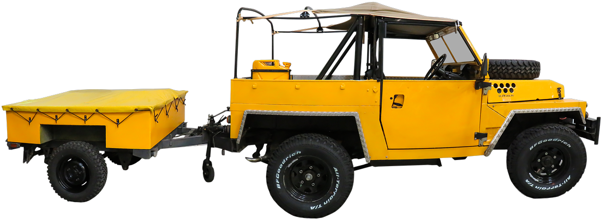 Yellow Offroad Vehiclewith Trailer PNG Image