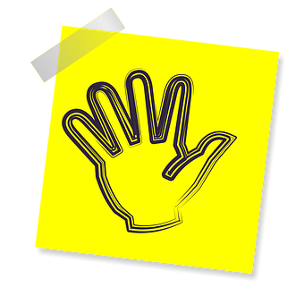 Yellow Outlined Hand Illustration PNG Image