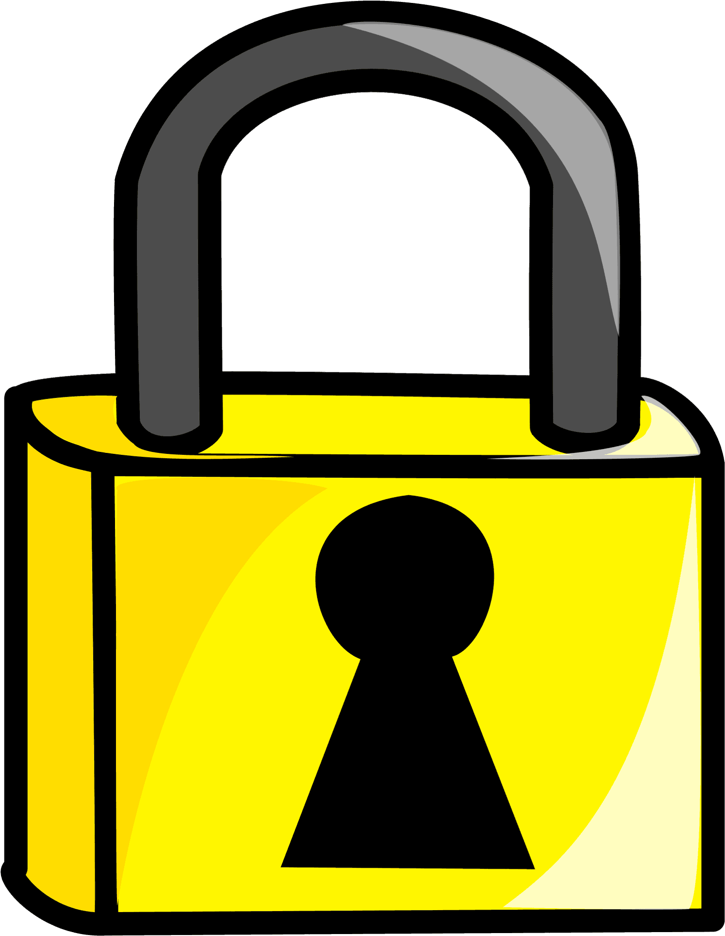 Yellow Padlock Illustration PNG Image