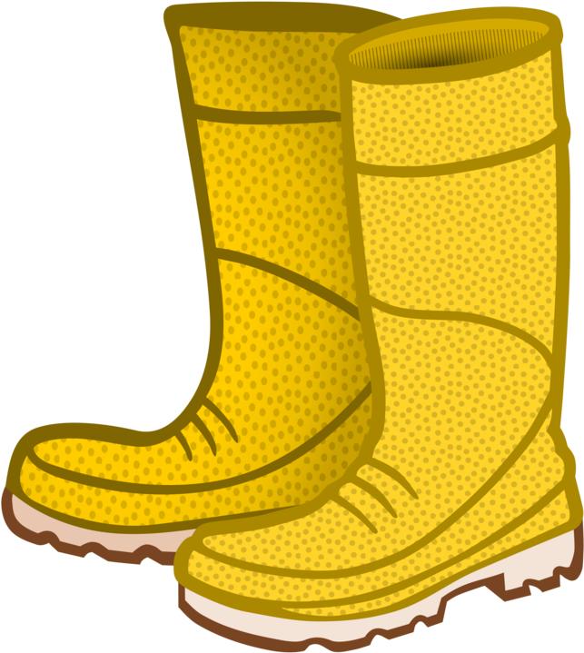 Yellow Patterned Rain Boots Illustration PNG Image