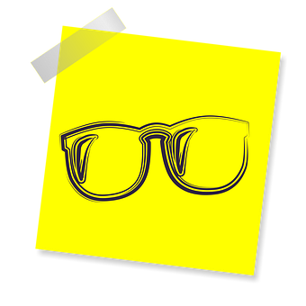 Yellow Postit Glasses Sketch PNG Image