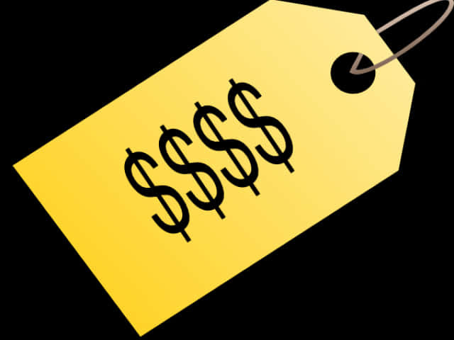 Yellow Price Tag Dollar Signs PNG Image