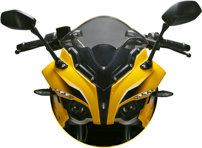 Yellow Pulsar Motorcycle Front View PNG Image