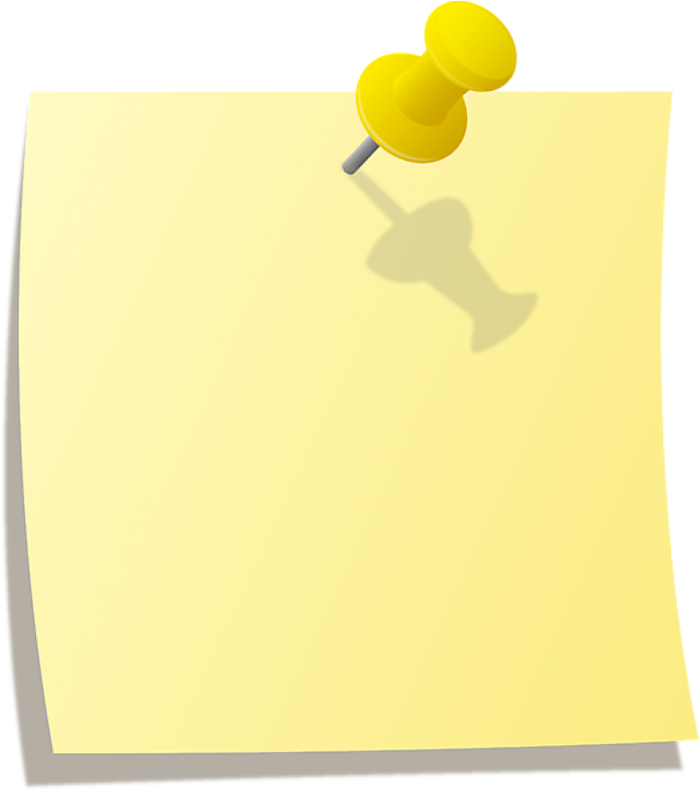 Yellow Pushpinon Note Paper PNG Image