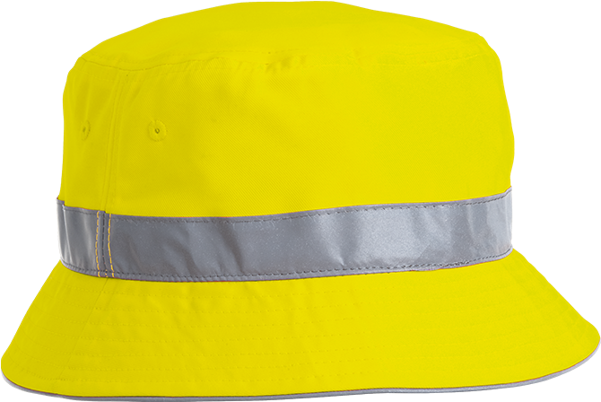 Yellow Reflective Stripe Bucket Hat PNG Image