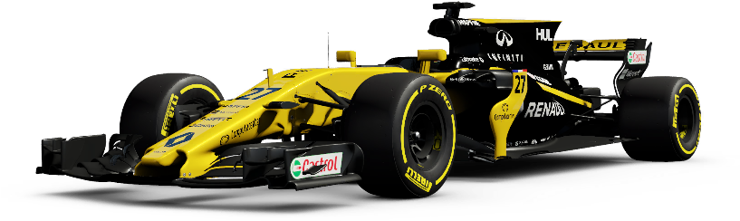 Yellow Renault F1 Race Car Side View PNG Image