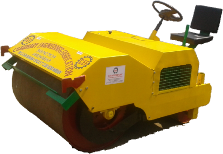 Yellow Road Roller Machine PNG Image