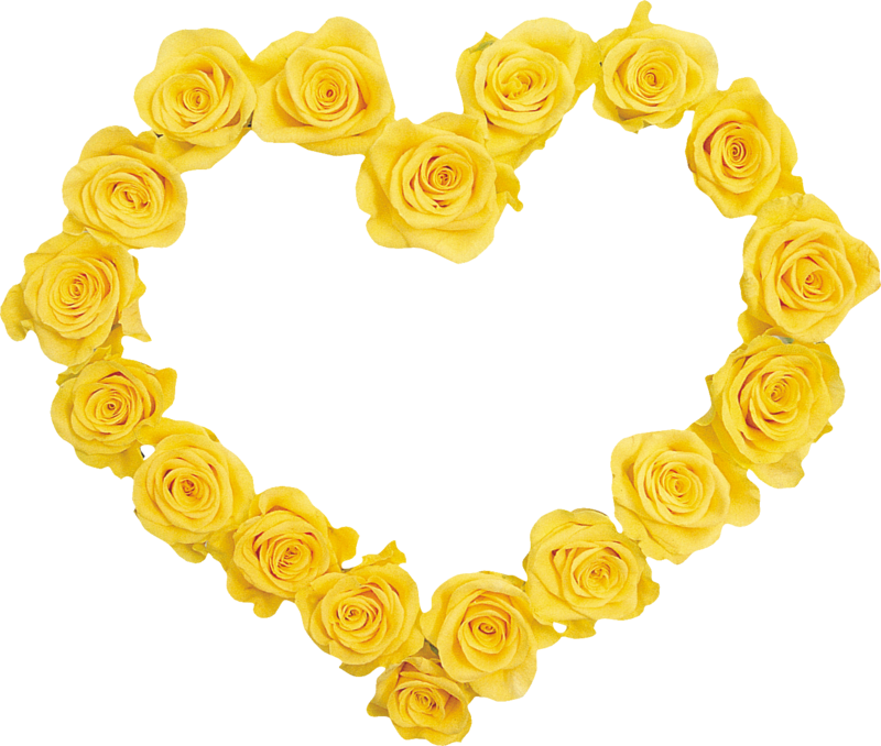 Yellow Rose Heart Frame.png PNG Image