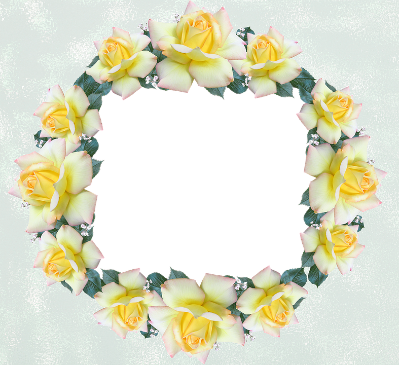 Yellow Rose Wreath Frame PNG Image