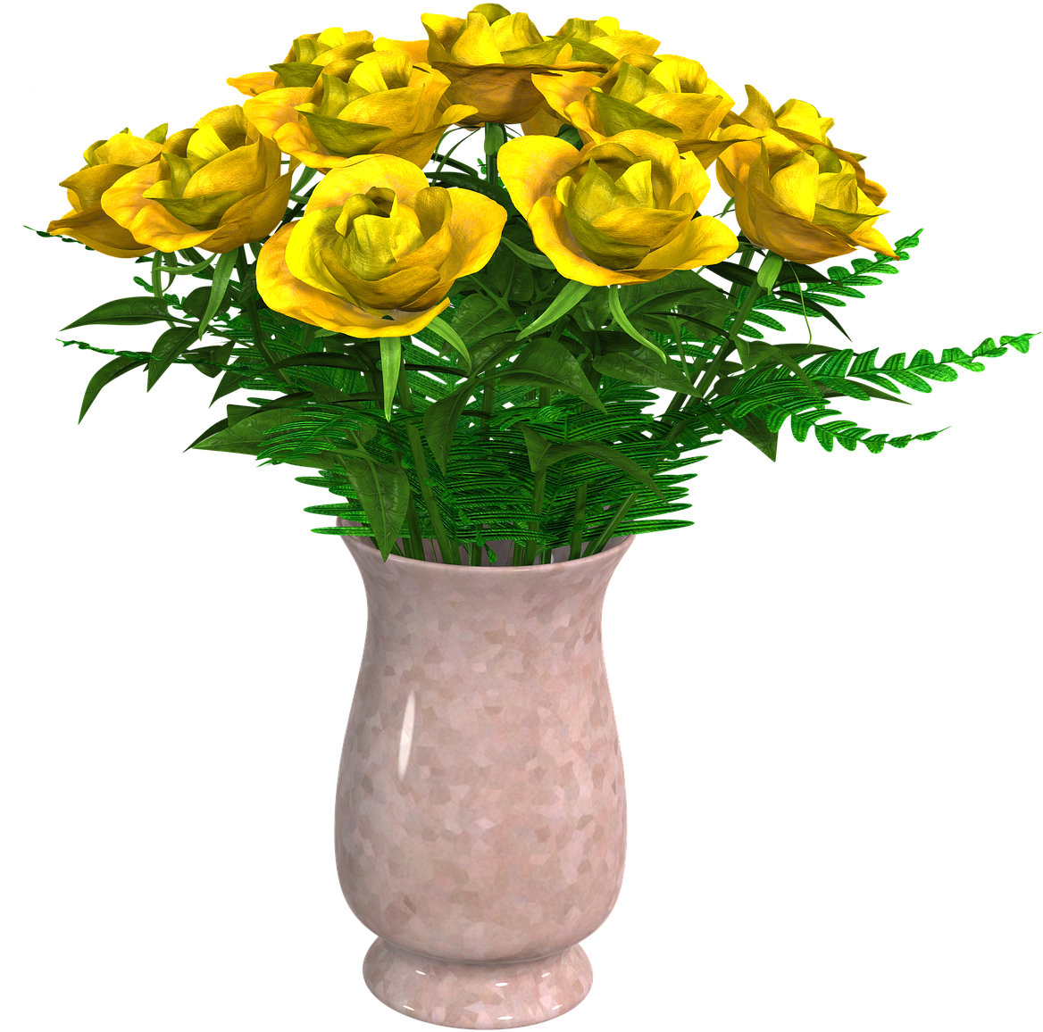 Yellow Rosesin Stone Vase PNG Image