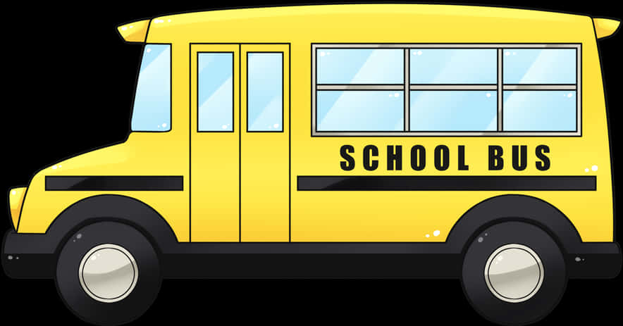 Yellow School Bus Cartoon PNG Image