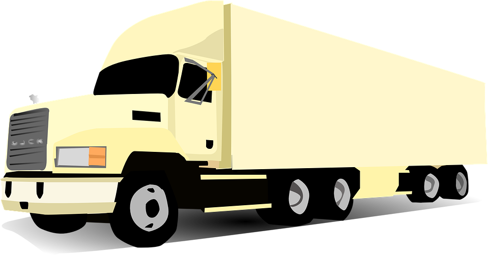 Yellow Semi Truck Illustration PNG Image